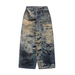 Acne Studios 25S/S 2023M Super Baggy Fit Ripped Illusion Denim Jeans